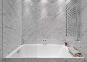 bathroom deocation with white carrara marble