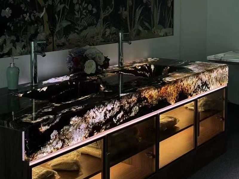 polished black magma granite kitchen countertop (11)