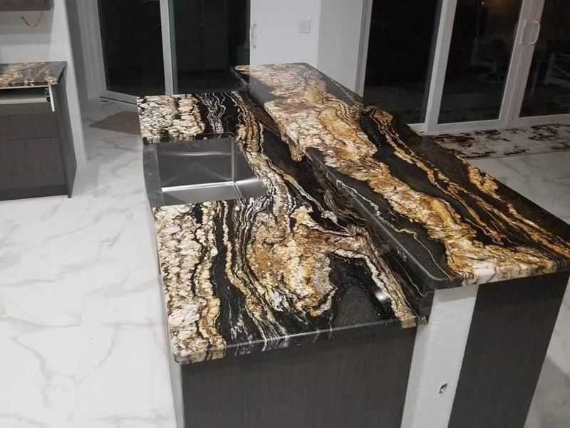 polished black magma granite kitchen countertop (5)