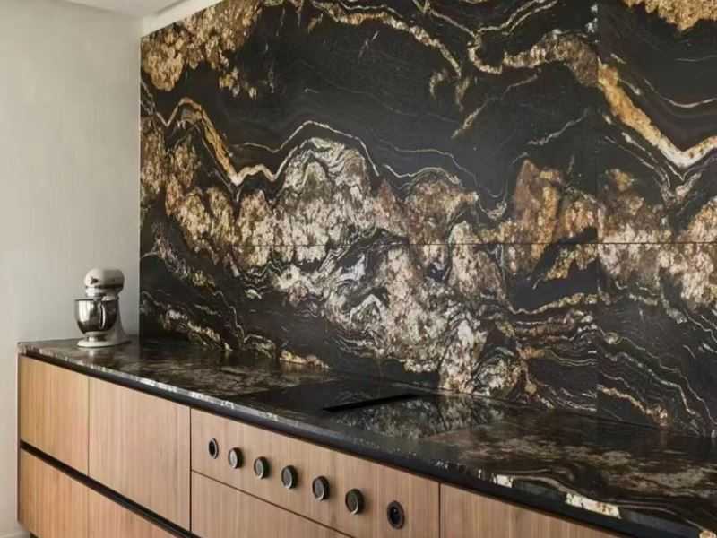 polished black magma granite kitchen countertop (7) polished black magma granite kitchen countertop (7)