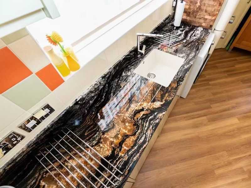 polished black magma granite kitchen countertop (8)