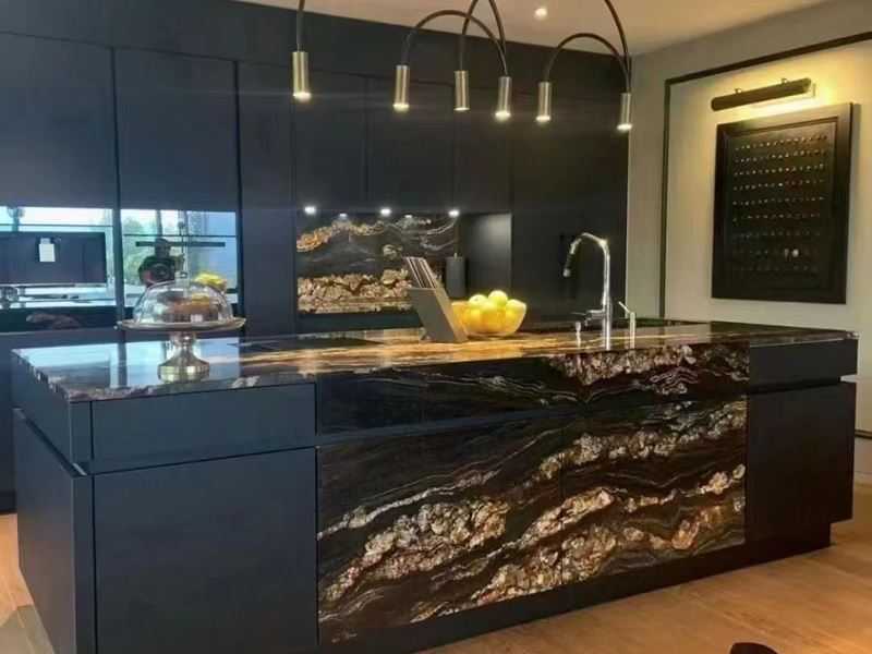 polished black magma granite kitchen countertop (9) polished black magma granite kitchen countertop (9)