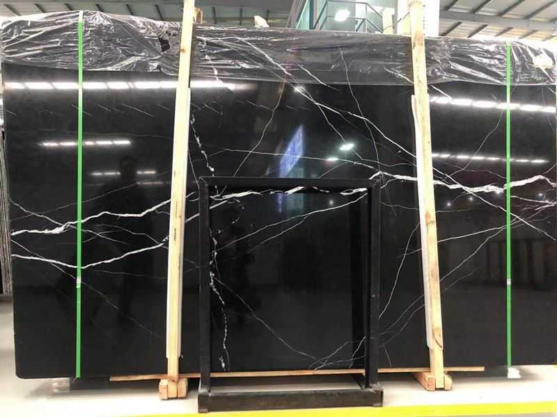 polished black marquina marble slab
