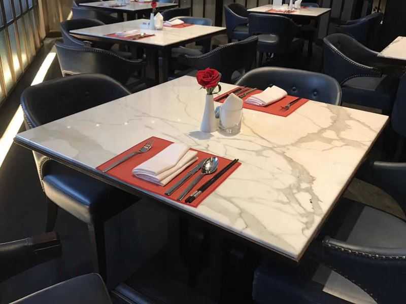 white calacatta marble dining table