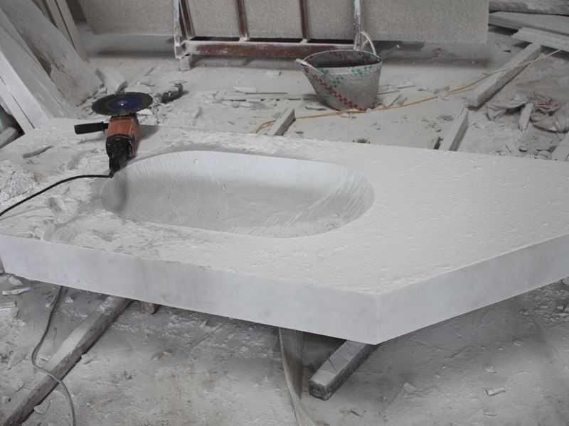white carrara marble vanity