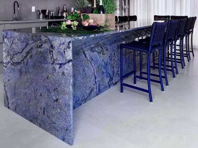 polished blue bahia granite kitchen countertop