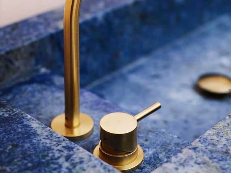 polished blue bahia granite sink