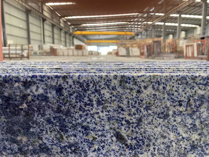 polished blue bahia granite splash