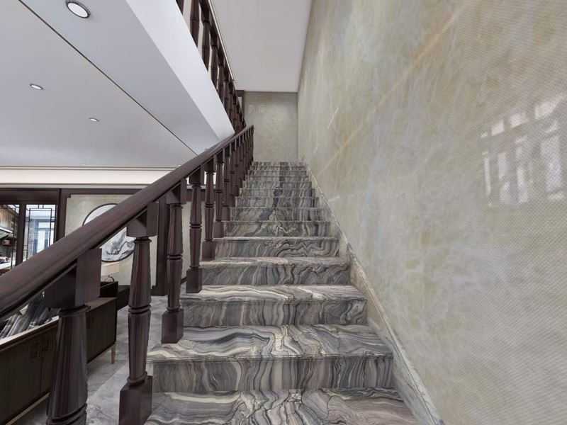 polished fusion blue quartzite stair