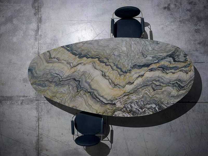 polished fusion blue quartzite table