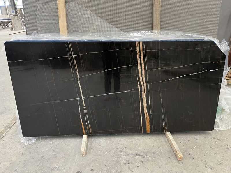 polished sahara noir marble slab 2