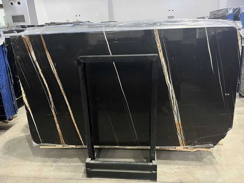 polished sahara noir marble slab 3
