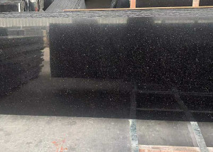polished black galaxy granite slab 1