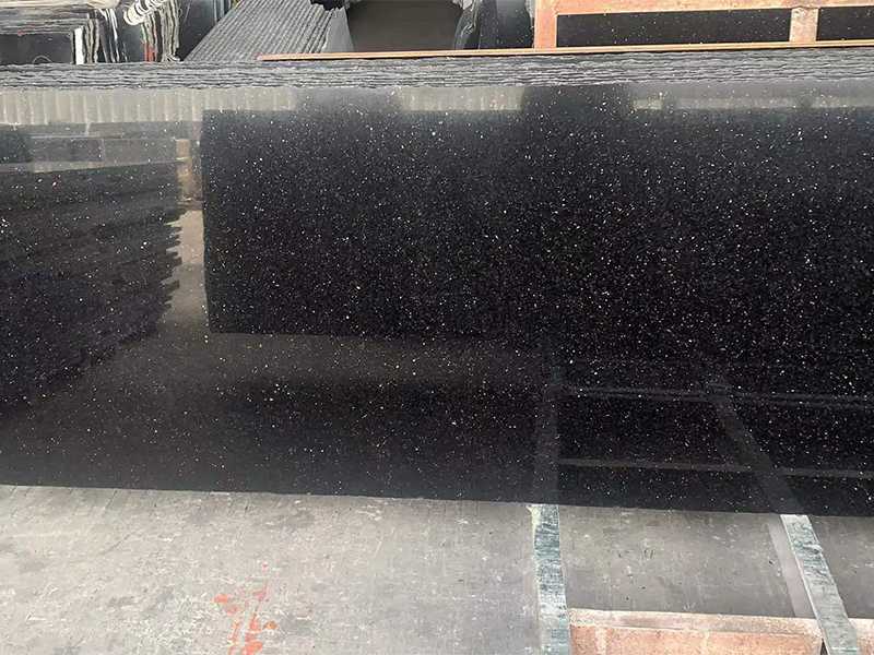 polished black galaxy granite slab 1