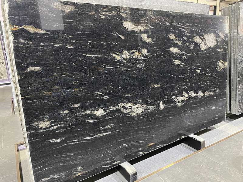 polished cosmic black granite slab 7