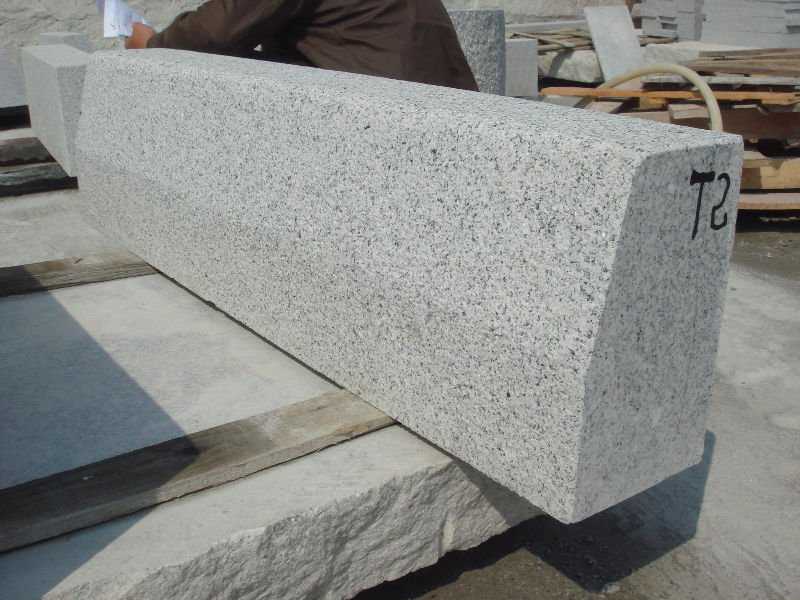 flamed light grey granite curbstone